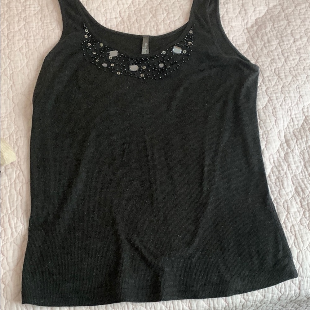 Charlotte Russe Black Embellished Tank Top